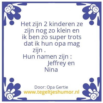 Tegeltje: Mijn trots