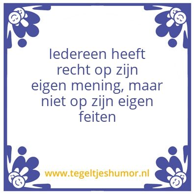 Tegeltje: Mening of feit
