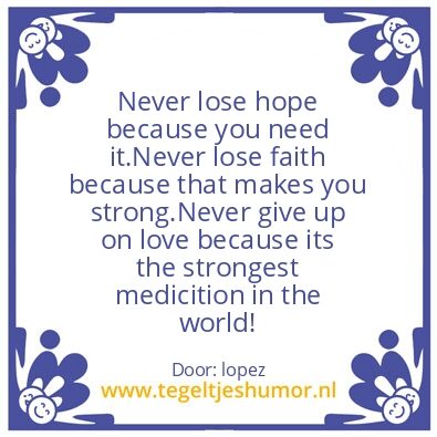 Tegeltje: hope geloof liefde