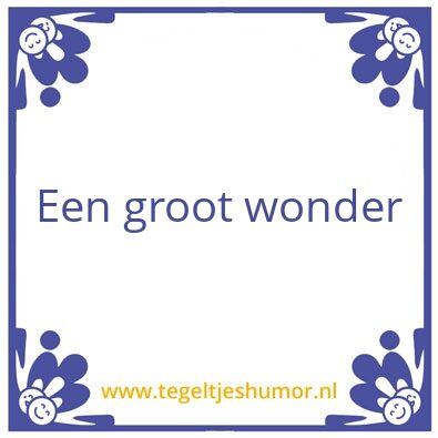 Tegeltje: En groot wonder