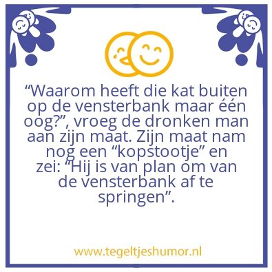 Tegeltje: De kat met Ã©Ã©n oog.