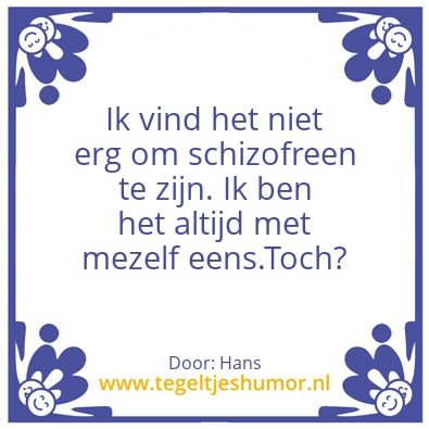 Tegeltje: Schizofreen