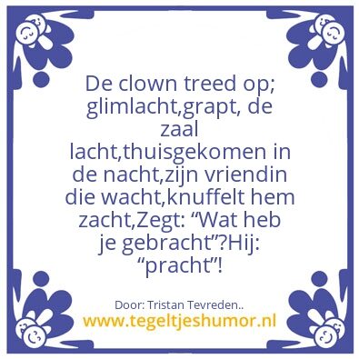 Tegeltje: De gelukkige clown
