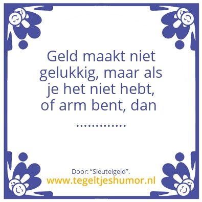 Tegeltje: Geld als â€œsleutelâ€