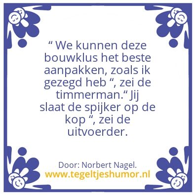 Tegeltje: De spijker op de kopâ€¦â€¦