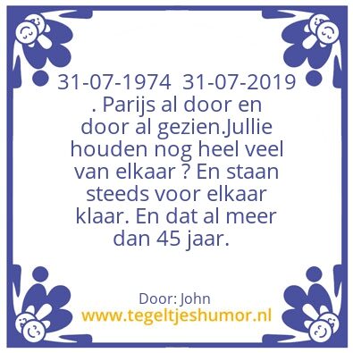 Tegeltje: 45 jaar getrouwd