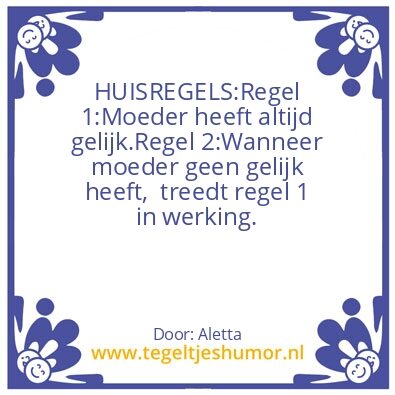 Tegeltje: Huisregels