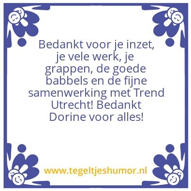 Tegeltje: Bedankt Dorine