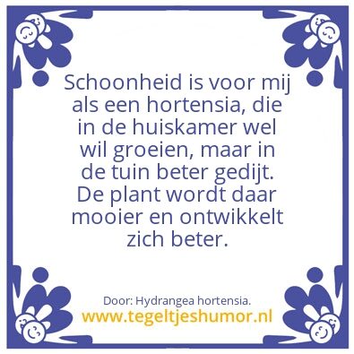 Tegeltje: Schoonheid.