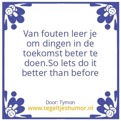 Tegeltje: Verbetering