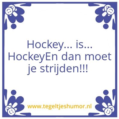 Tegeltje: Hockey = Hockey