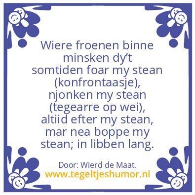 Tegeltje: Wiere freonen.
