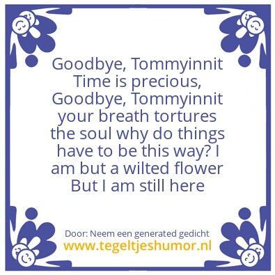 Tegeltje: Neem een gedicht