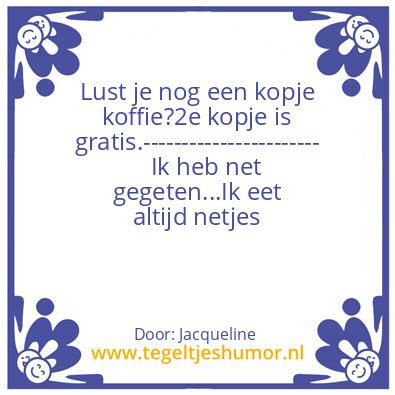 Tegeltje: Eten en drinken