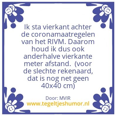 Tegeltje: Vierkante 1,5 meter