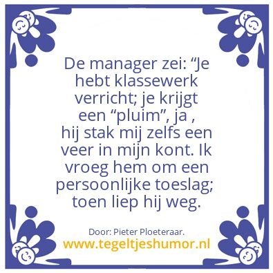 Tegeltje: Compliment.
