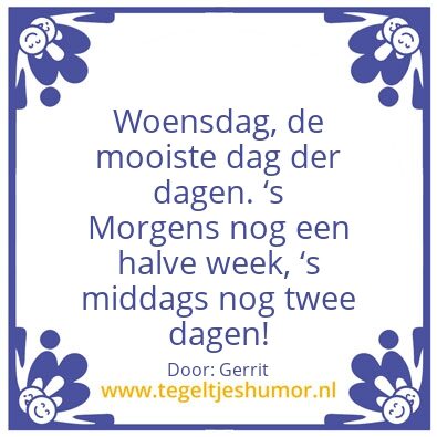Tegeltje: Woensdag
