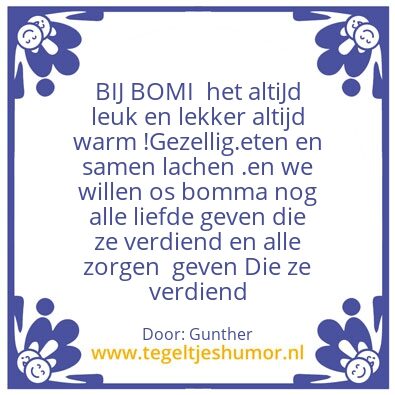 Tegeltje: Bij de boma