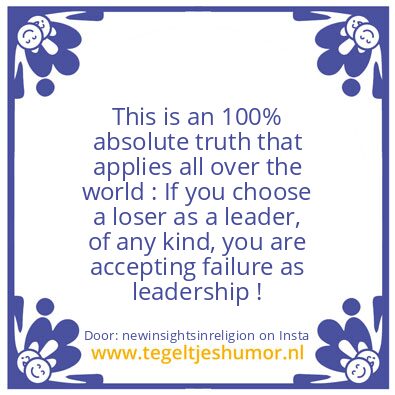 Tegeltje: it is easy to be a loser.