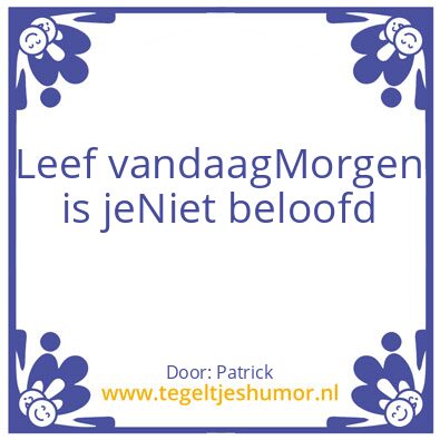Tegeltje: Leef Vandaag