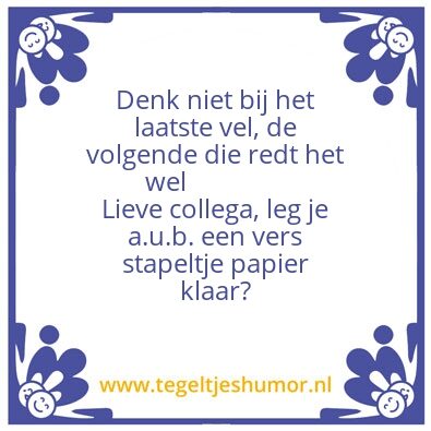 Tegeltje: Papier op