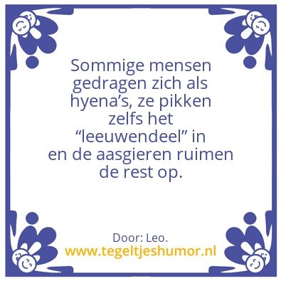 Tegeltje: Leeuwendeel.