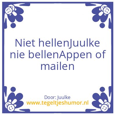 Tegeltje: Niet bellen