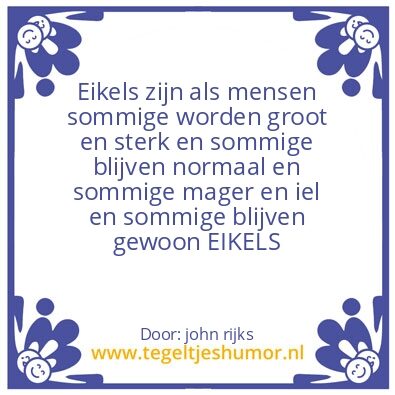 Tegeltje: Eikels zijn als mensen
