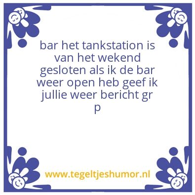 Tegeltje: bar het tankstation