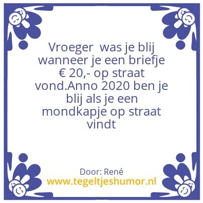 Tegeltje: Mondkapje