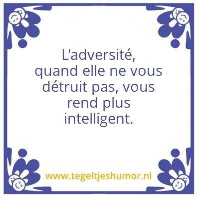 Tegeltje: L’adversitÃ©, quand elle ne vo