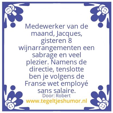 Tegeltje: Medewerker van de maand