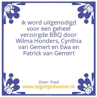 Tegeltje: Uitnodiging BBQ