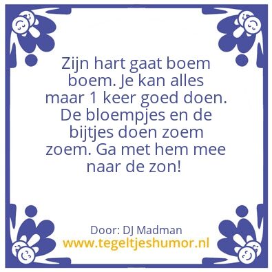 Tegeltje: Mijn hart gaat boem boem