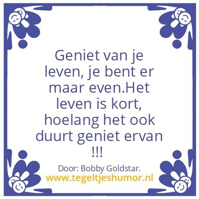 Tegeltje: “Geniet Van Het Leven.