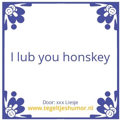 Tegeltje: I lub you