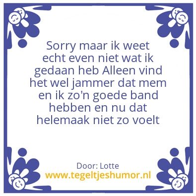 Tegeltje: Sorry