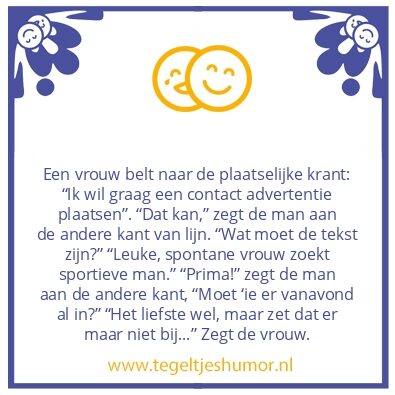 Tegeltje: Advertentie in de krant