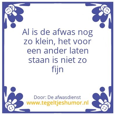 Tegeltje: Afwas
