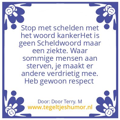 Tegeltje: Stoppen met schelden