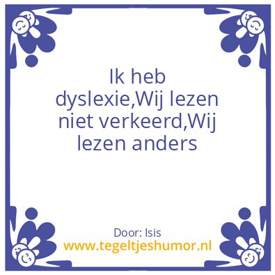 Tegeltje: Dyslexie