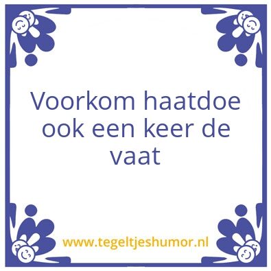Tegeltje: wie doet de afwas