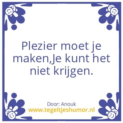 Tegeltje: Plezier