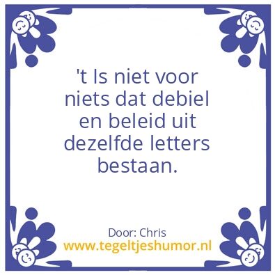 Tegeltje: debiel