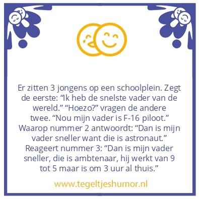 Tegeltje: Snelste vader