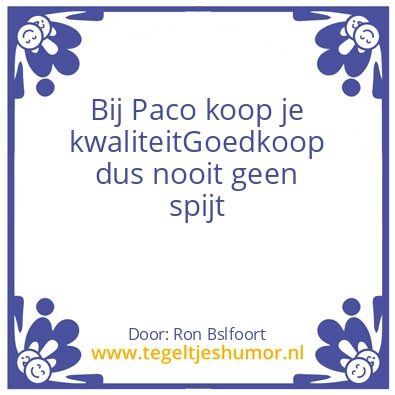 Tegeltje: Paco world collection