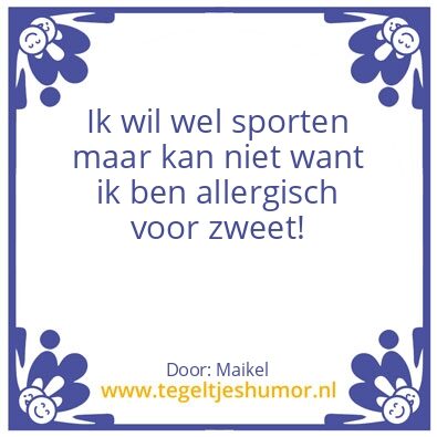 Tegeltje: Sport allergie