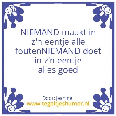 Tegeltje: Niemand