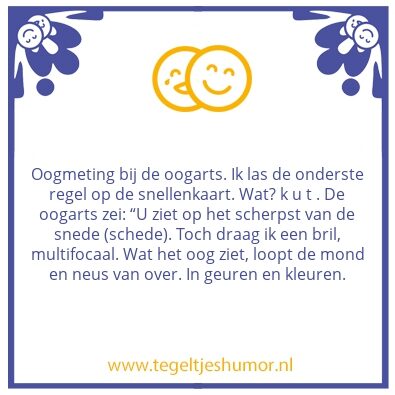 Tegeltje: Snellenkaart.
