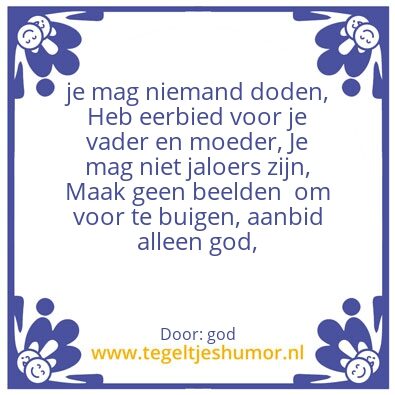 Tegeltje: 5 geboden van god
